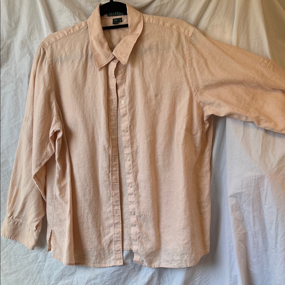 Lauren Ralph Lauren Linen Button Down Shirt Size 1X